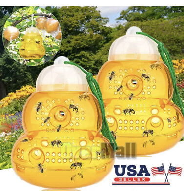 #ad Hanging Outdoor Wasp amp; Fly Trap For Yellow Jackets Hornets Non Toxic Reusable $8.77