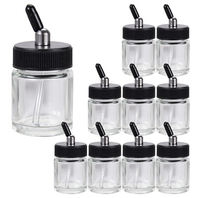 #ad OPHIR 10X 22CC Dual Action Airbrush Glass Bottle Jars with Rubber Caps $19.69