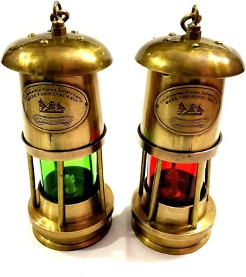 #ad Brass Minor Oil Lamp Antique Nautical Lantern Maritime Boat Light Lamp PACK OF 2 C $86.22