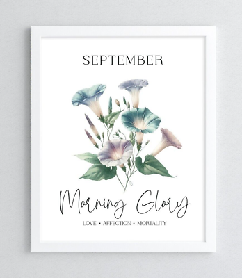 #ad Birth Month Flower Art Print September Morning Glory Wall Art Decor Home Decor $9.99