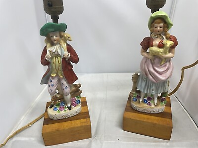 #ad #ad vintage victorian style pair of table lamps man amp; woman antique $35.00