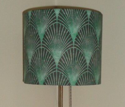 #ad Art Deco Machine Age Contemporary Lamp Shade Designer Fabric quot;Moonlight Palmsquot; $175.00