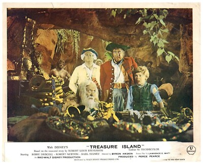 #ad Treasure Island Original Lobby Card Bobby Driscoll Robert Newton Gold in Cave $34.99