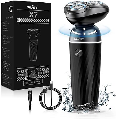 #ad SEJOY Men#x27;s 3D Electric Shaver Razor Rotary Wetamp;Dry Rechargeable Cordless $24.69