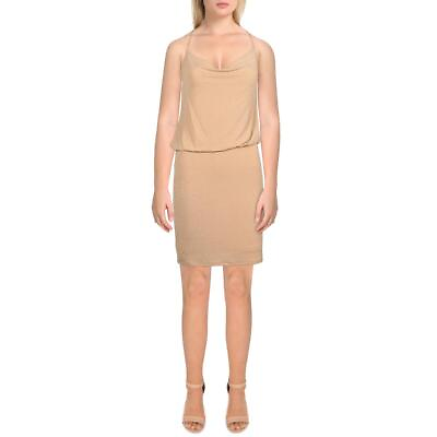 #ad Almost Famous Womens Beige Party Short Shimmer Mini Dress Juniors M BHFO 5321 $6.99
