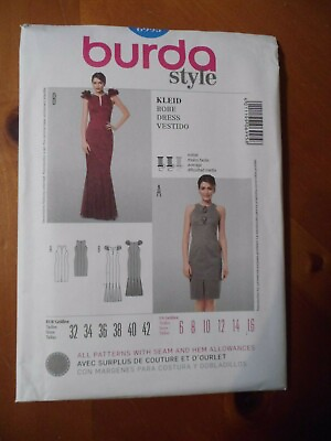 #ad Burda Style Pattern 6995 Ms Evening Dress 2 Lengths w Neck amp; Godet Opts Sz 6 16 $7.99