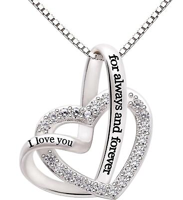#ad #ad Mother#x27;s Day Gift quot;I Love you for Always amp; Foreverquot; White Pav#x27;e Necklace $35.00