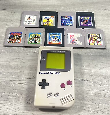 #ad Vintage Nintendo GameBoy DMG 01 Console With Games Tetris 2 Tested $149.99