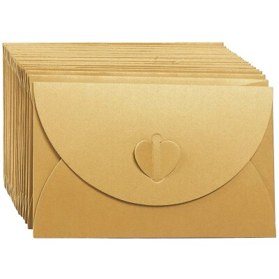 #ad 24 Pack Golden Craft Photo Gift Envelopes w Heart Clasps White Postcard Included $11.99