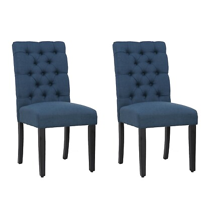 #ad 2 PC High Tufted Button Padded Fabric Upholstered Dining Kitchen Seat Side Chair $187.99