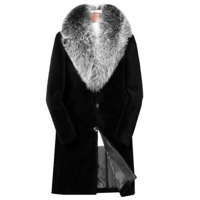 #ad Mens Long Faux Fur Coat Parka Furry Thicken Warm Business Lapel Slim Fit S 6XL $65.93