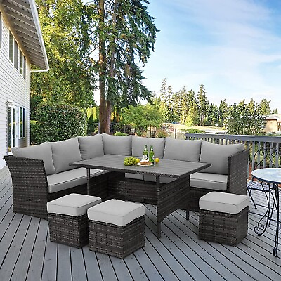 #ad 7PC Outdoor Patio Furniture Set Sectional Sofa PE Rattan Wicker Conversation Set $699.00