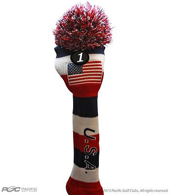 #ad womens golf driver headcover USA Red White Blue US KNIT Head Headcovers Cover $44.48