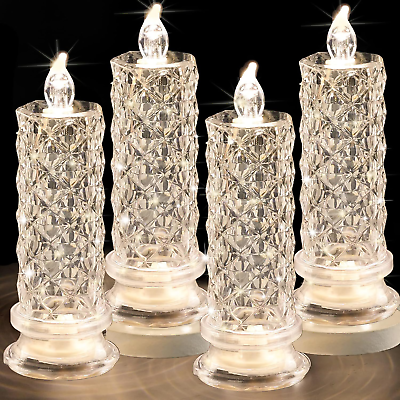 #ad Rose Shadow LED Flameless Candles 4PCS Romantic Battery Operated Candles Led... $26.85