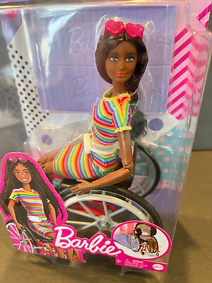 #ad Barbie Fashionistas Doll #166 With Wheelchair amp; Crimped Brunette Hair NIB $24.99