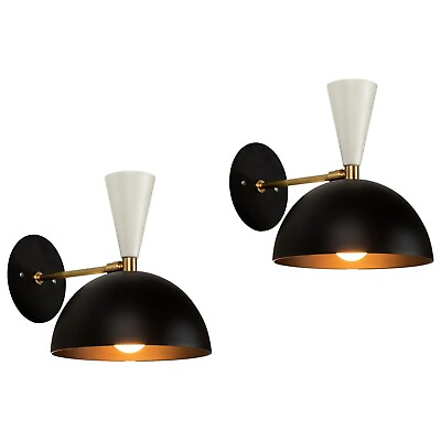 #ad Sconce Italian Modern Vintage Style Set of Two Wall Light lamps Black and White $179.55