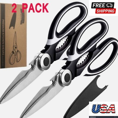 #ad 2 Pack Heavy Duty Stainless Steel Kitchen Scissors Ultra Sharp Kitchen Shears US $7.59