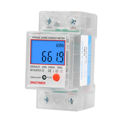 #ad 230V Digital Lcd Din Rail Power Consumption Energy Meter Kwh Wattmeter $16.49