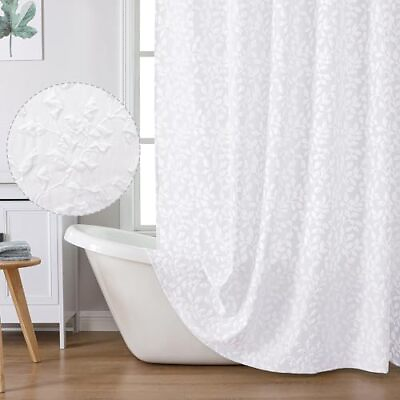 #ad Anna Shower Curtain for Bathroom Leaf 3D Embossed Textured Fabric 72x72quot; White $26.31