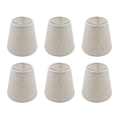 #ad Set of 6 Small Lamp Shade Clip White Linen Chandelier Lamp Shades $30.38