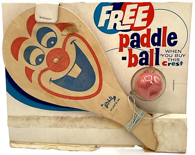 #ad Vintage Crest Toothpaste Paddle Ball Giveaway Advertising Promo Toy Bo Lo Clown $174.95
