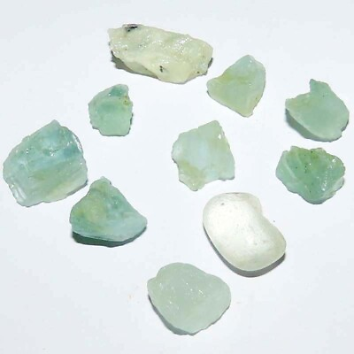 #ad 25.35 Ct 100% Natural Untreated Blue Aquamarine Rough 10PCS Loose Gemstones LOT $10.79