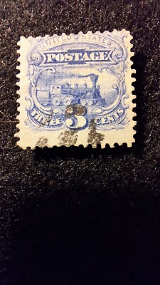 #ad U.S. Stamps Scott #114 Blue 3 cent U F H NG perf 12 $8.00