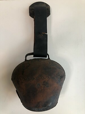 #ad Vintage Handmade Cast Iron German Cow Bell 6 3 4quot; Tall 7quot; Widest Weight 2 Lbs $99.99