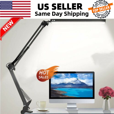 #ad LED Desk Lamp Adjustable Metal Swing Arm Desk Lamp with Clamp 3 Colors Modes $31.88