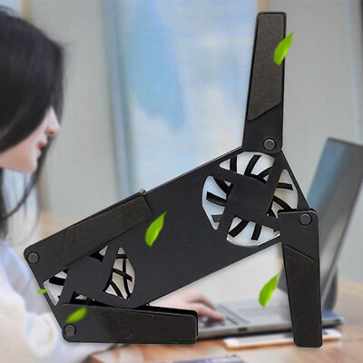 #ad Laptop Desk Support Dual Cooling Fan Notebook Computer Stand USB Rack Holder Pe $5.34