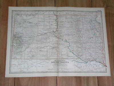 #ad 1897 ANTIQUE DATED MAP OF SOUTH DAKOTA $26.03