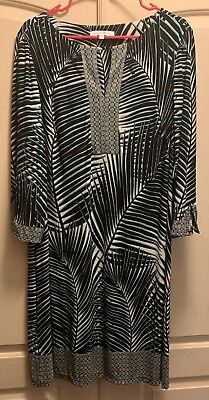 #ad Sabrina Blue Dia amp; Co Leaf Print Dress Size 2X New With Tag Fast Shipping $18.38