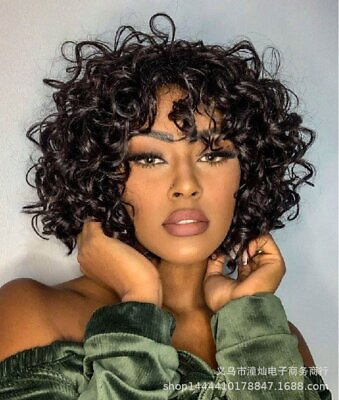 #ad 100% Human Hair Wigs for Women Water Wave Full Curly Wig Bob Wigs None Lace Wigs $42.41