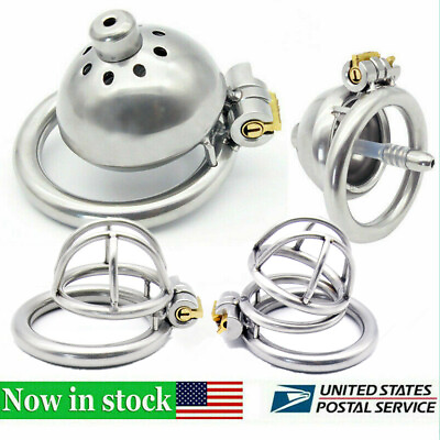 #ad Cage Belt Super Ring Stainless Male Metal Steel Chastity Device Lock Small Short $22.89