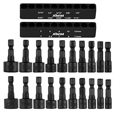 #ad 20PCS Power Nut Driver Set for Impact Drill 1 4” Hex Head Drill Bit Set SAE a... $11.04