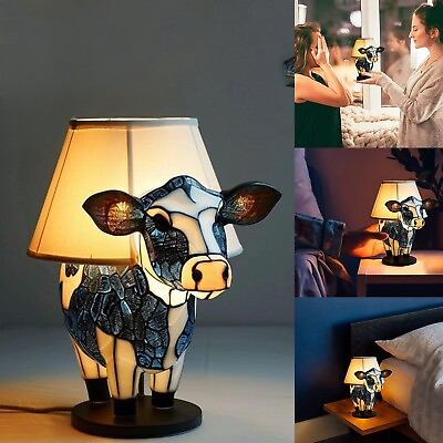 #ad Beautiful Cow Table Lamp Bedside Table Lamp With USB AC Ports Bedside Lamp $25.99
