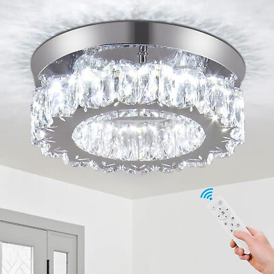 #ad #ad 9.8quot; LED Crystal Chandeliers Modern Round Ceiling Light Fixture Mini Flush Mo... $49.77