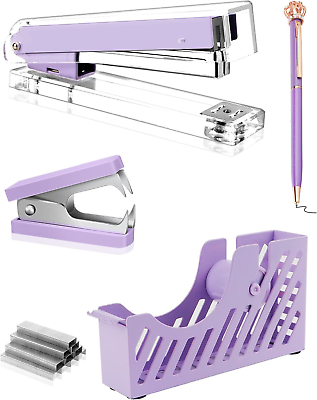 #ad Creechwa Purple Desk Accessory Kit Acrylic Stapler Set Office Supplies Set for $21.71