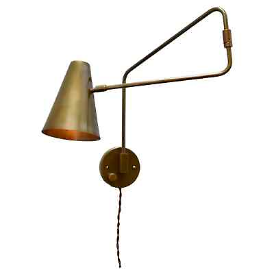 #ad Swing Arm Sconce Plug In Wall Lamp Mid Century Modren 1Light Handmade by H D $207.00