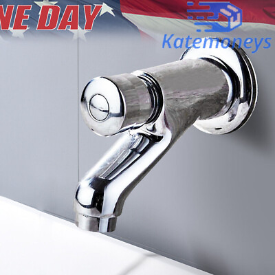 #ad Push Faucet SingleCold Stainless Wall Mount Self Closing Tap Basin Reduce splash $16.95