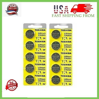 #ad 10 New Original Toshiba CR2025 CR 2025 3V LITHIUM BATTERY BR2025 Watch EXPR 2032 $3.88