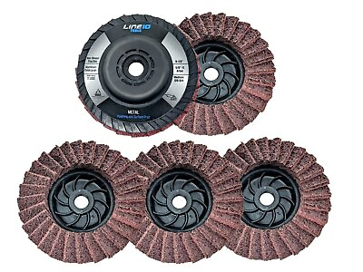 #ad 5pk Red Non Woven Abrasive Flap Disc 4 1 2quot; with 5 8 11 Threaded Arbor for... $24.96