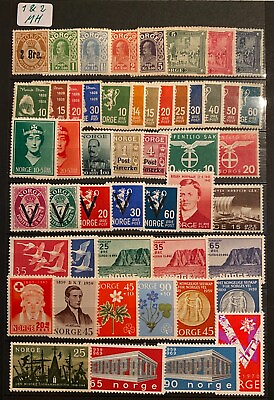 #ad Stamps Norway 50 assorted MH MNH Approx Year 1910 to 1970 $17.00