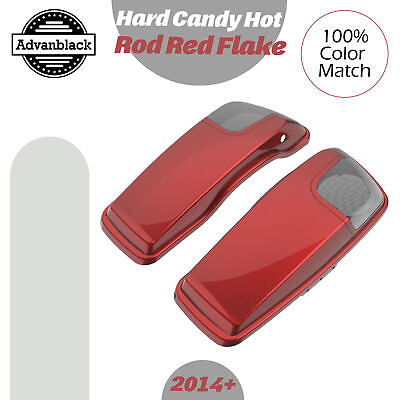 #ad Hard Candy Hot Rod Red Flake 5x7 inch Saddlebag Speaker Lids Fits 2014 Harley $469.00