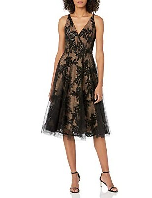 #ad NEW dress the population Courtney Dress in Black Nude Size L #D6236 $144.49