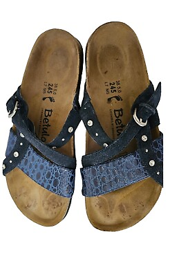 #ad Birkenstocks 240 Size 7 Betula Blue Jeweled Croc Skin Slide Leather $49.99