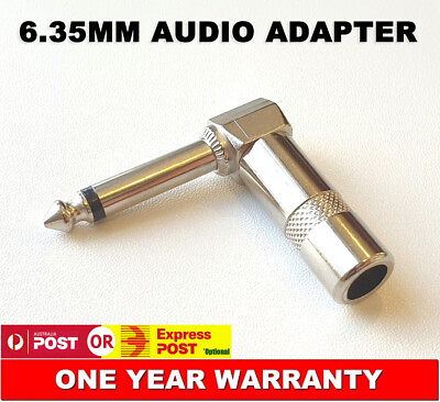 #ad Left Angle Premium Silver Audio Jack Plug 6.5mm 6.35mm AUX DIY Connector Adapter AU $8.50
