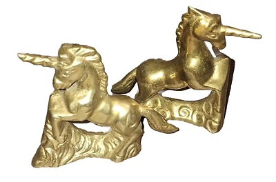 #ad Vintage Pair of Brass Unicorns $7.00