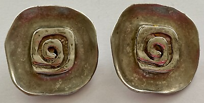 #ad Vintage Norma Jean Silver Tone Large Swirl Clip On Earrings $18.00