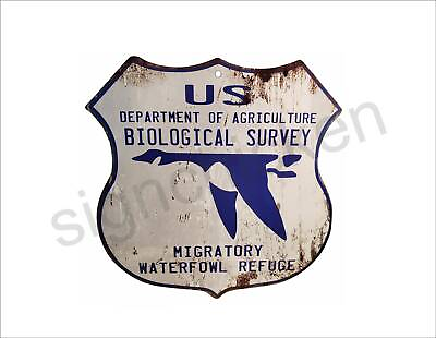 #ad Replica Vintage 1930 NATIONAL WILDLIFE REFUGE duck fowl hunting sign SHIELD $16.99